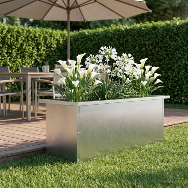 Odlingslåda med LED Silver 30 x 80 x 30 cm Rostfritt stål