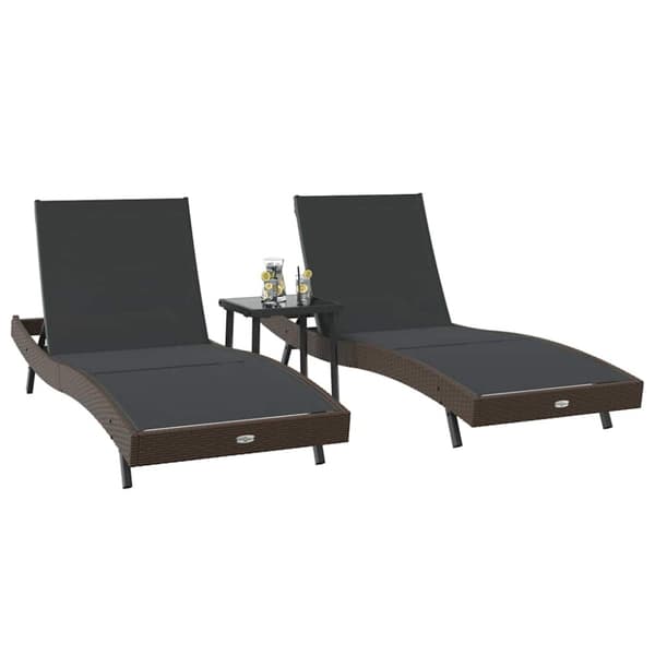 Solstol 3 pcs Brun 197 x 70 x 82 cm konstrotting