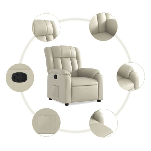 Reclinerfåtölj gräddvit konstläder