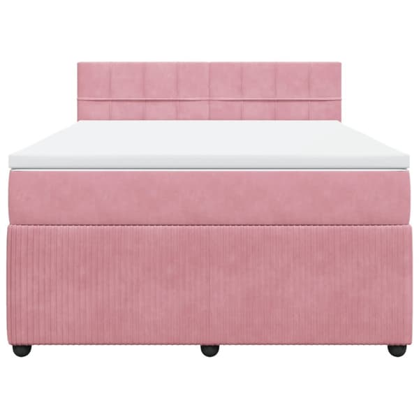 Ramsäng med madrass rosa 140x190 cm sammet