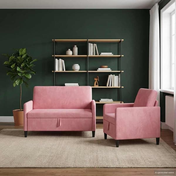 Soffgrupp med förvaring 2 st Rosa Polyester