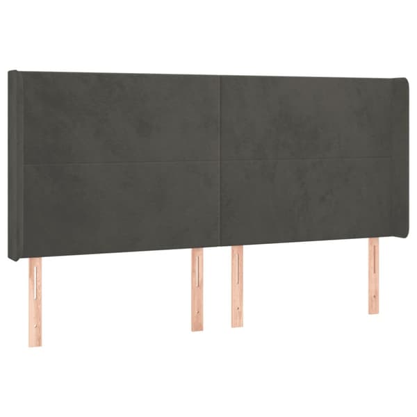 Ramsäng med madrass & LED mörkgrå 180x200 cm sammet