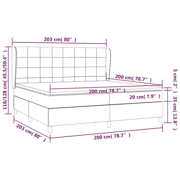 Ramsäng med madrass mörkblå 200x200 cm sammet