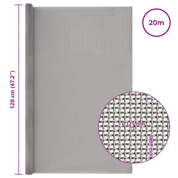 Nätduk 120 x 2000 cm 120 Mesh Rostfritt stål 201 Silver