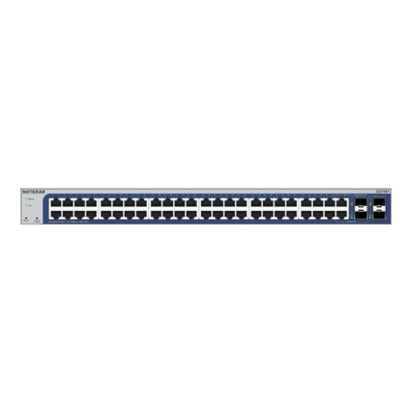 NETGEAR GS748T - V6 - switch - 48 portar - smart - rackmonterbar Svart, Grå
