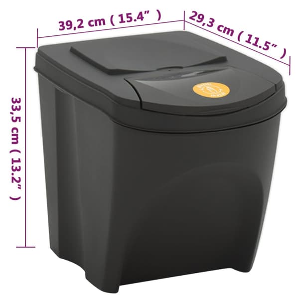 Stapelbara soptunnor 3 st grå 75 L polypropen