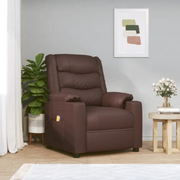 Massagefåtölj brun konstläder