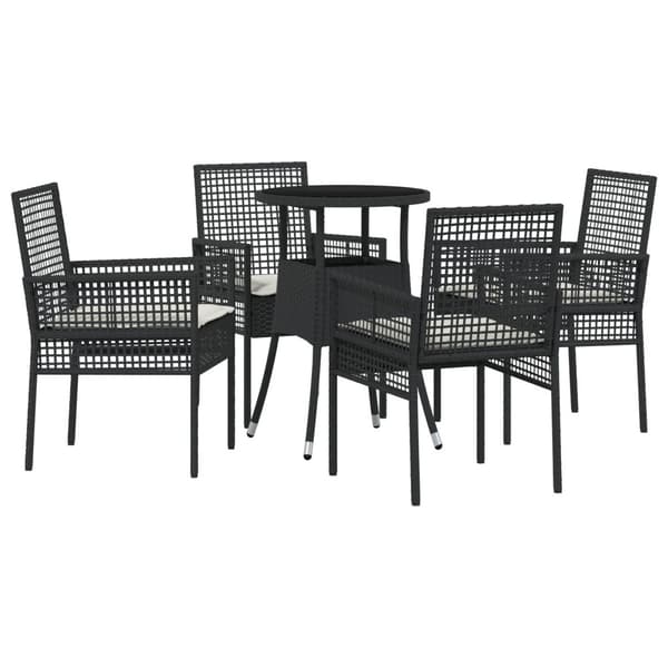 Trädgårdsmöbelset 5 pcs Svart konstrotting