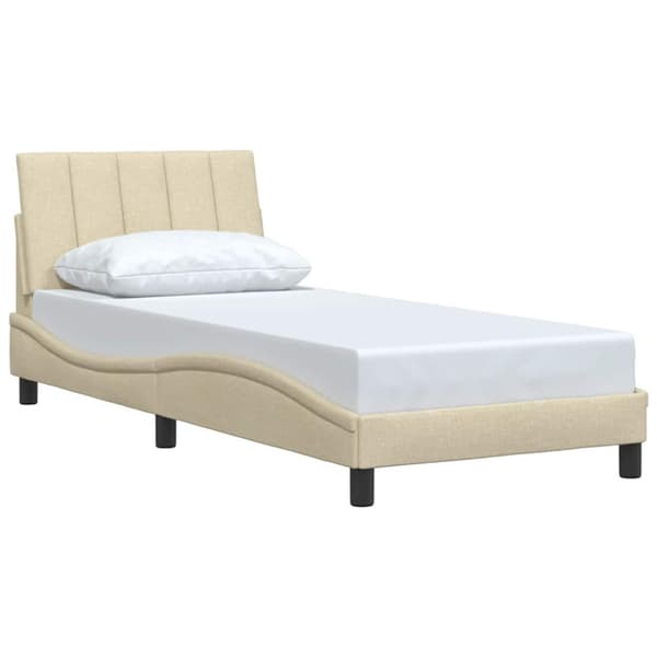 Bed Frame without Mattress "Hanko" Cream 80x200 cm Fabric