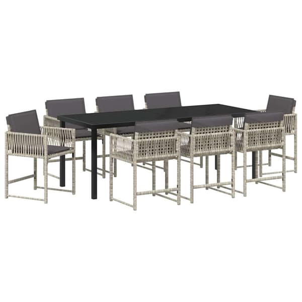 Trädgårdsmöbelset 9 pcs Ljusgrå konstrotting