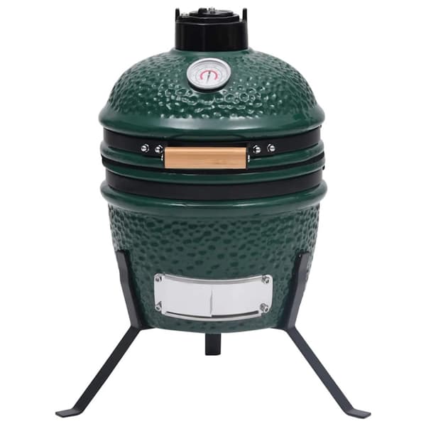 Kamado Rökgrill 2-i-1 keramik 56 cm grön