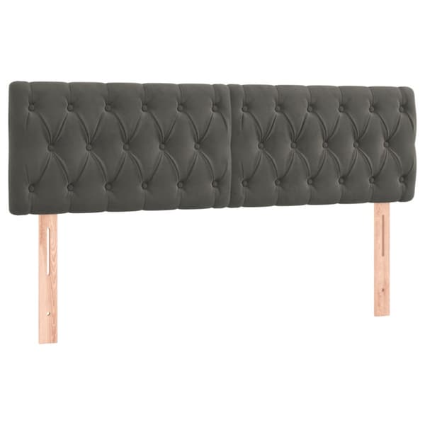Sänggavel LED mörkgrå 144x7x78/88 cm sammet