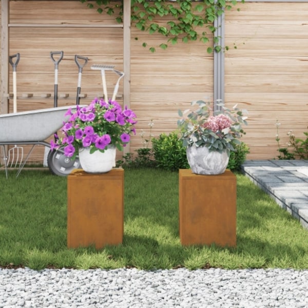 Planteringslåda för utomhusbruk 2 st 24x24x35 cm väderbest.stål