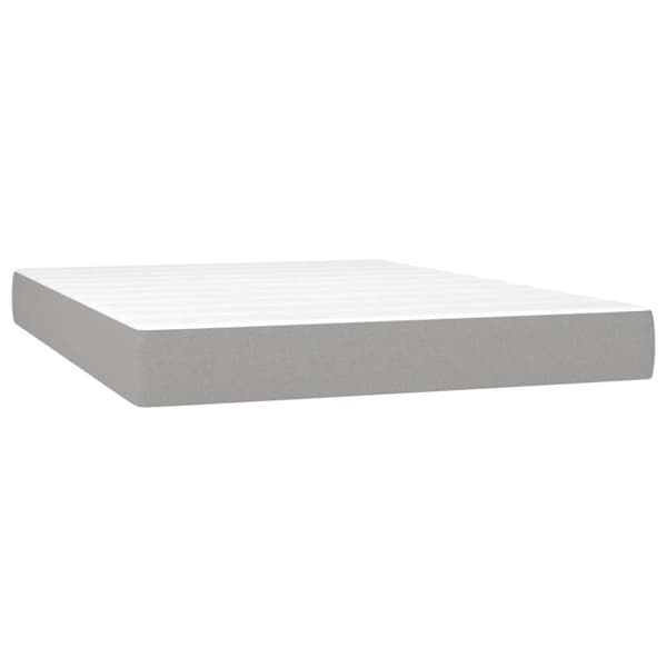 Ramsäng med madrass & LED ljusgrå 140x190 cm tyg