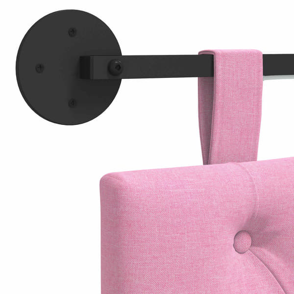 Hängande sänggavel Med LED-lampa Rosa Tyg