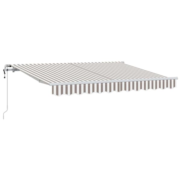 Utdragbar markis Ljusgrå och vit. 600 × 350 cm