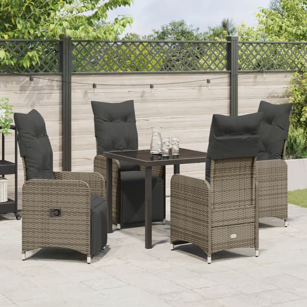Trädgårdsmöbelset 5 pcs Beige konstrotting