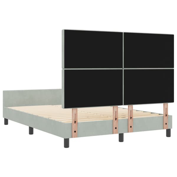 Bäddfjäder med huvudgavel Ljusgrå 140 x 190 cm Sammet