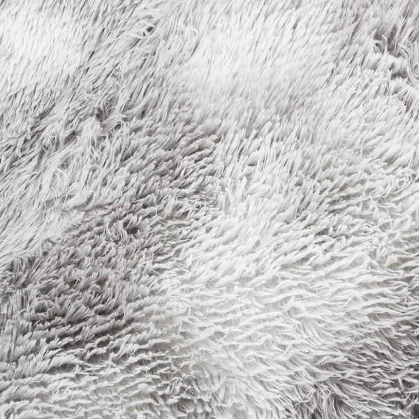 Ryamatta med lång lugg NAVARRA ljusgrå 100x100 cm polyester