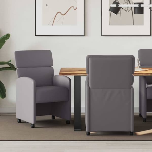 Matstolar med hjul 2 pcs Grå 58 x 65 x 98 cm Konstläder