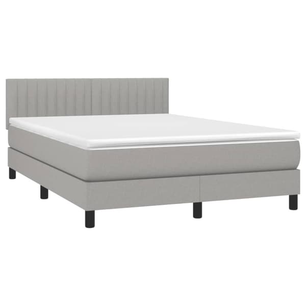 Ramsäng med madrass & LED ljusgrå 140x190 cm tyg