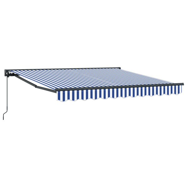 Markisram Blå och Vit 300 x 250 cm Polyester med PU-beläggning