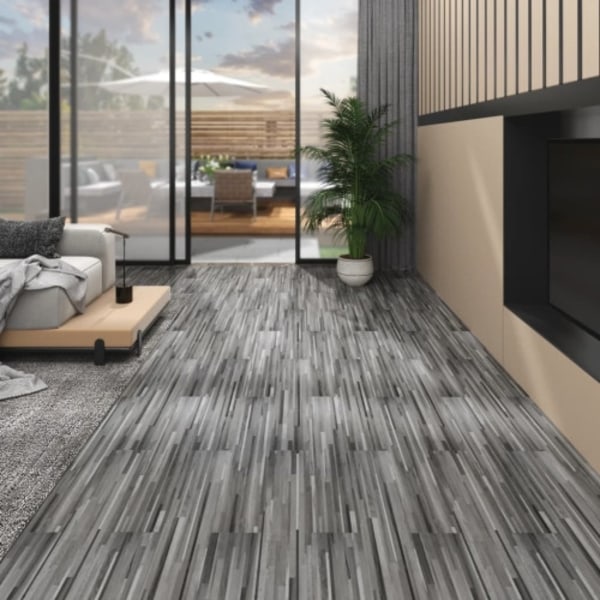 PVC-golvbrädor 5,02 m² självhäftande 2 mm grårandig