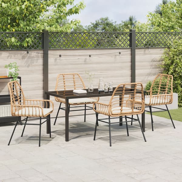 Trädgårdsmöbelset 5 pcs Brun konstrotting