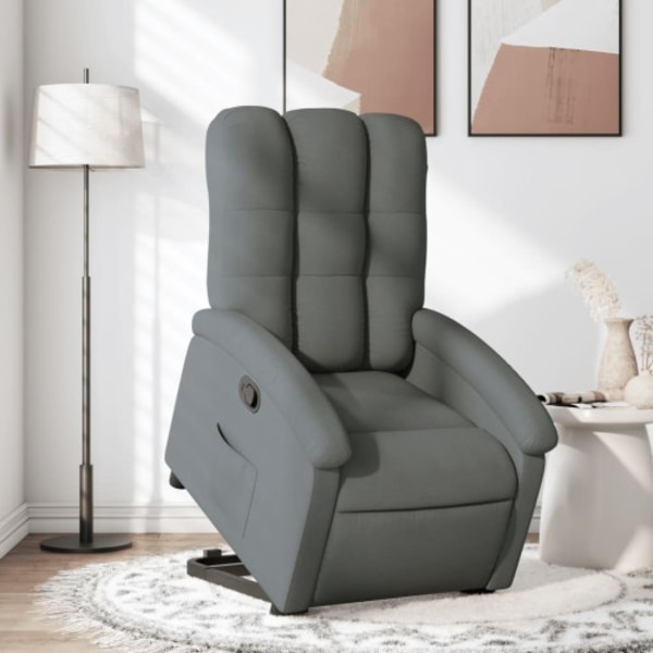 Reclinerfåtölj med uppresningshjälp mörkgrå tyg