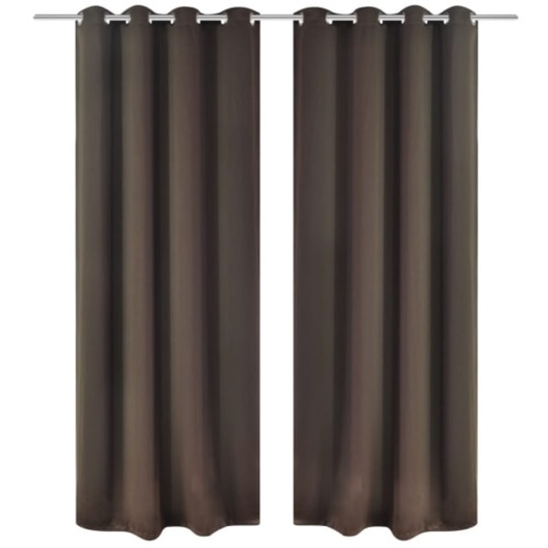 Mörkläggningsgardiner 2 st med öljetter 135x175 cm brun