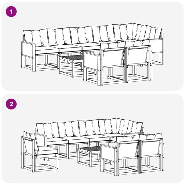 Utomhussoffset med kudde 9 pcs Naturlig och Grädde