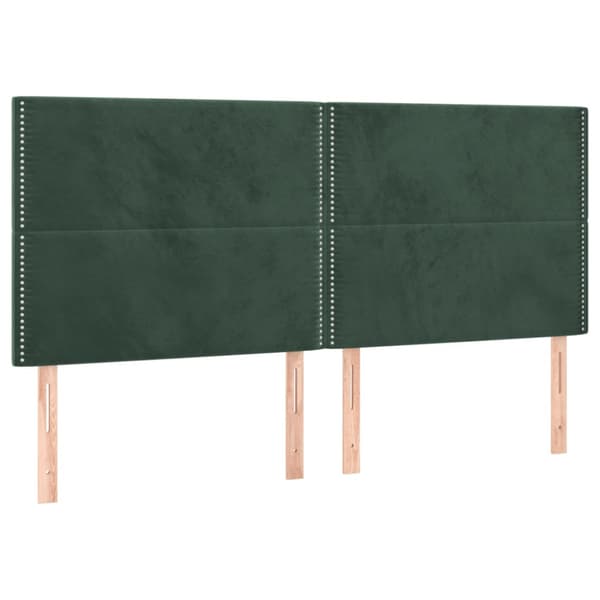 Sänggavel LED mörkgrön 200x5x118/128 cm sammet