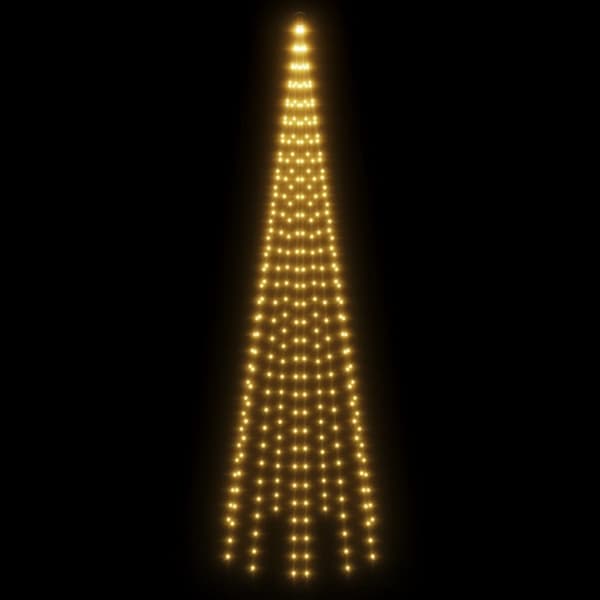 Julgran på flaggstång varmvit 310 LEDs 300 cm
