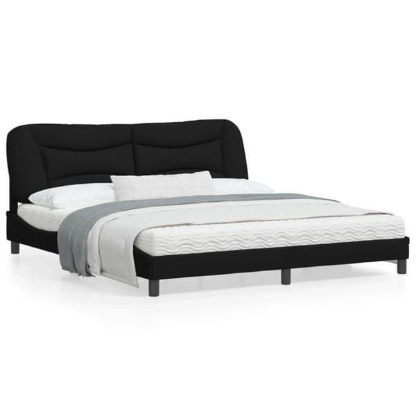 Bed Frame without Mattress "Hvar" Black 180x200 cm Fabric