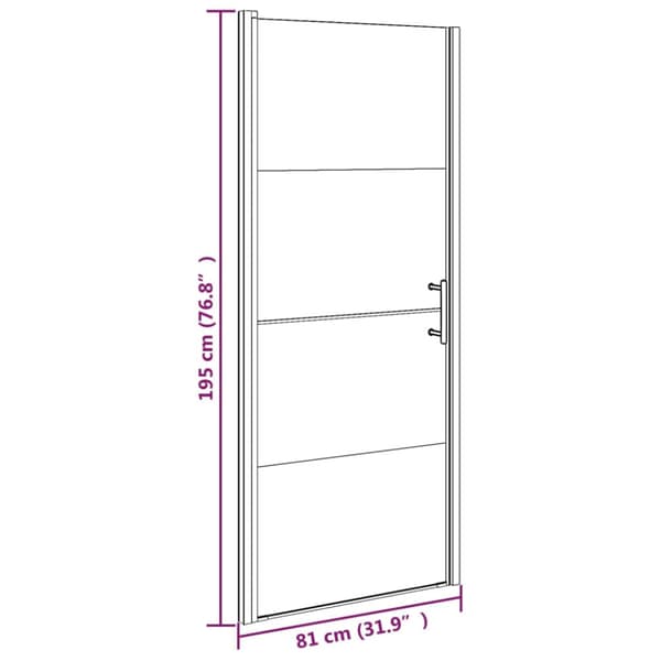Duschdörr 81x195 cm halvfrostat härdat glas svart