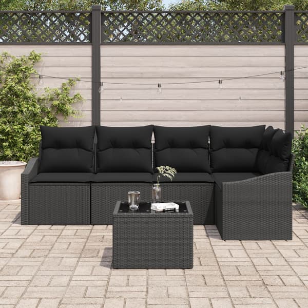 Soffset med kudde 6 pcs Svart konstrotting