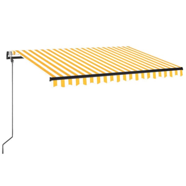 Automatisk markis med vindsensor & LED 350x250 cm gul/vit