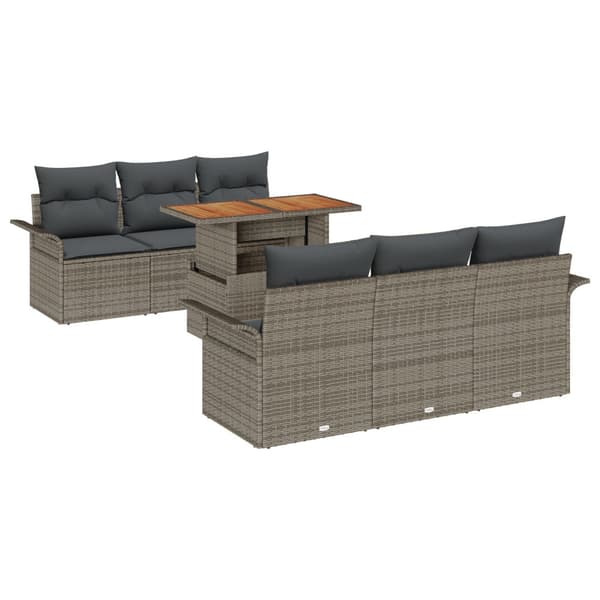 Trädgårdsoffset med lagring 7 pcs Grå Poly rattan