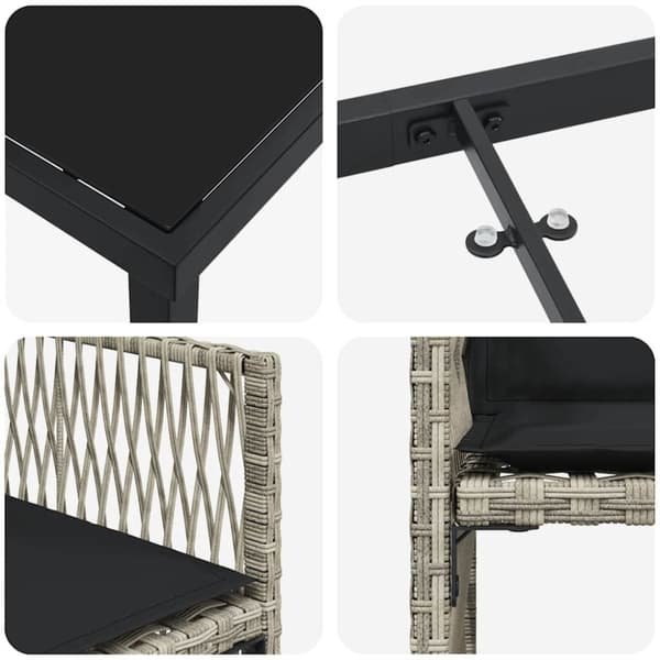 Trädgårdsmöbelset 5 pcs Ljusgrå konstrotting
