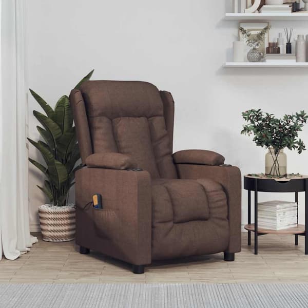 Massagefåtölj brun tyg