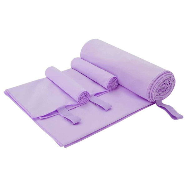 Sporthandduk Set 3 pcs Lila Polyester och polyamid