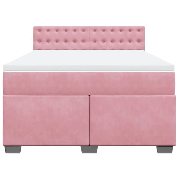 Ramsäng med madrass rosa 140x190 cm sammet