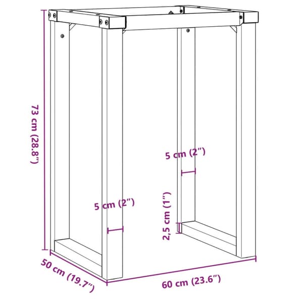Bordsben för matbord O-ram 60x50x73 cm stål