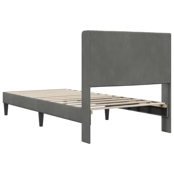 Sängram med huvudgavel Mörkgrå 100 x 200 cm Sammet
