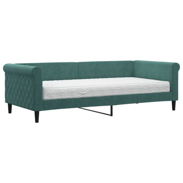 Dagbädd med madrass mörkgrön 90x200 cm sammet