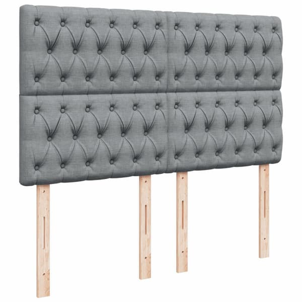 Ramsäng med madrass ljusgrå 140x190 cm tyg