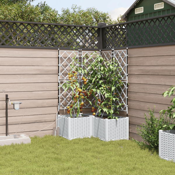 Trädgårdsplanterare 3 pcs Vit Plast