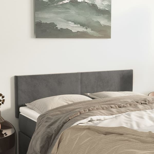 Sänggavlar mörkgrå 144x5x78/88 cm sammet