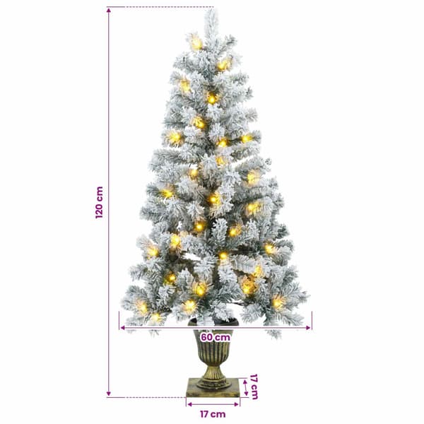 Flockad mini-julgran 120 cm 100 LED-lampor Varmvit PVC