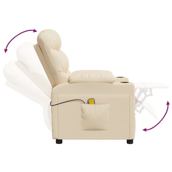 Elektrisk massagefåtölj gräddvit tyg
